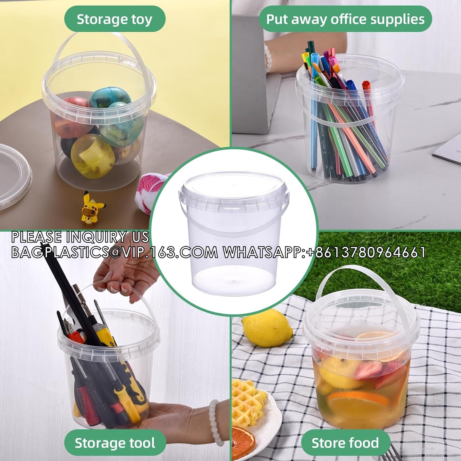 2L Ice Cream Bucket Reusable Ice Cream Freezer Storage Containers With Lids Transparent Tub For Homemade