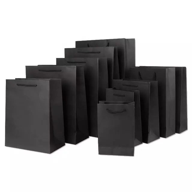 Elegant Promotional Paper Shopping Black Custom Packaging Bag