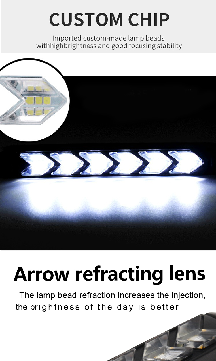 Waterproof Arrow LED Day Time Running Light DC 12V Sequential Led Turn Signals 8000K