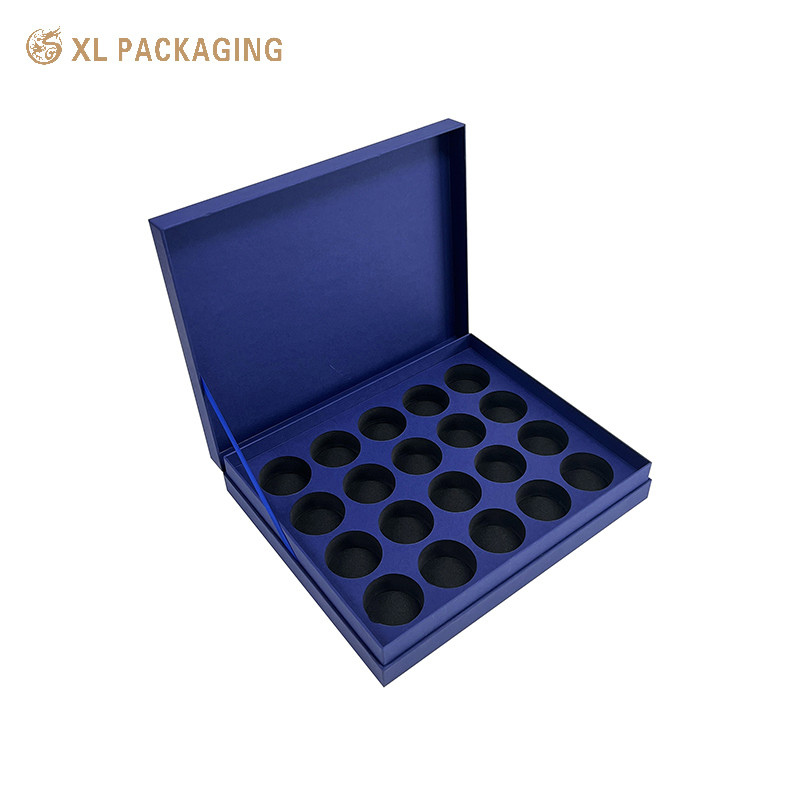 Luxury Blue Tea Gift Box Packaging Custom Logo Printed With EVA Insert