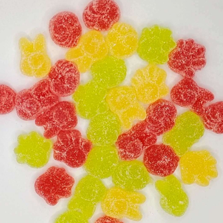 Mixed Color Fun Shaped Fruit Infused Gummy Sweets with Sugar Coating