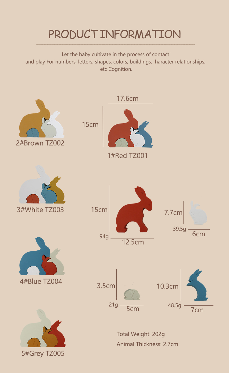 Bunny Rabbit Silicone Toddler Jigsaw Puzzle Eco Friendly For Baby