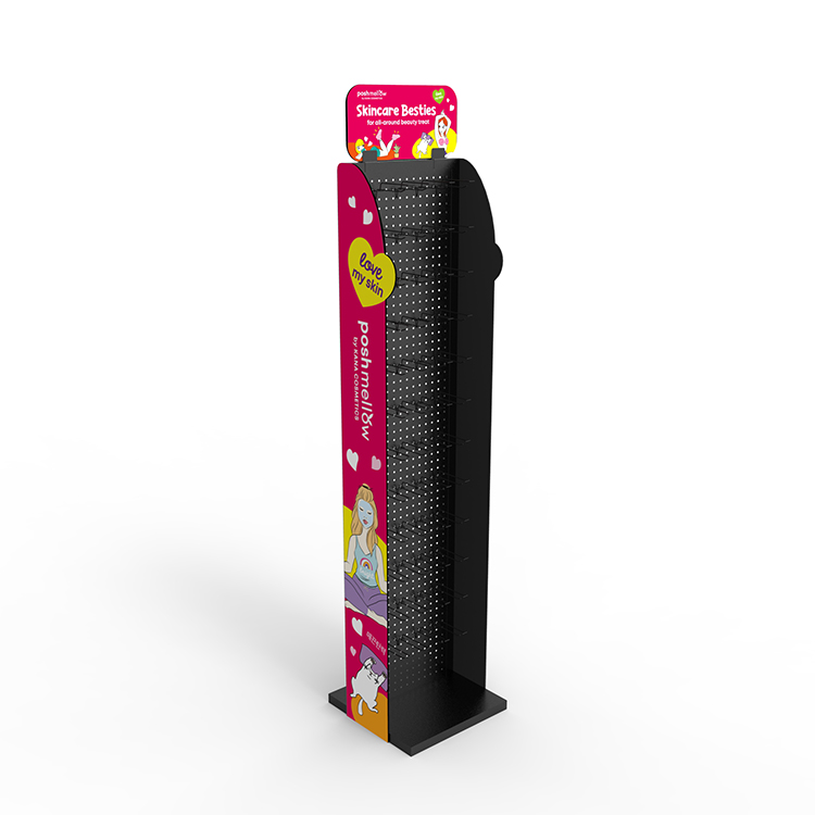 Free Standing Cosmetic Display Stand Kena Metal Pegboard Display Stands Department Store