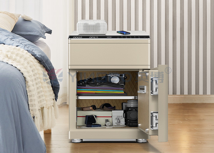 ISO9001 ISO14001 Solid Steel Double Alarm Smart Safe Box With Fingerprint Auto Open