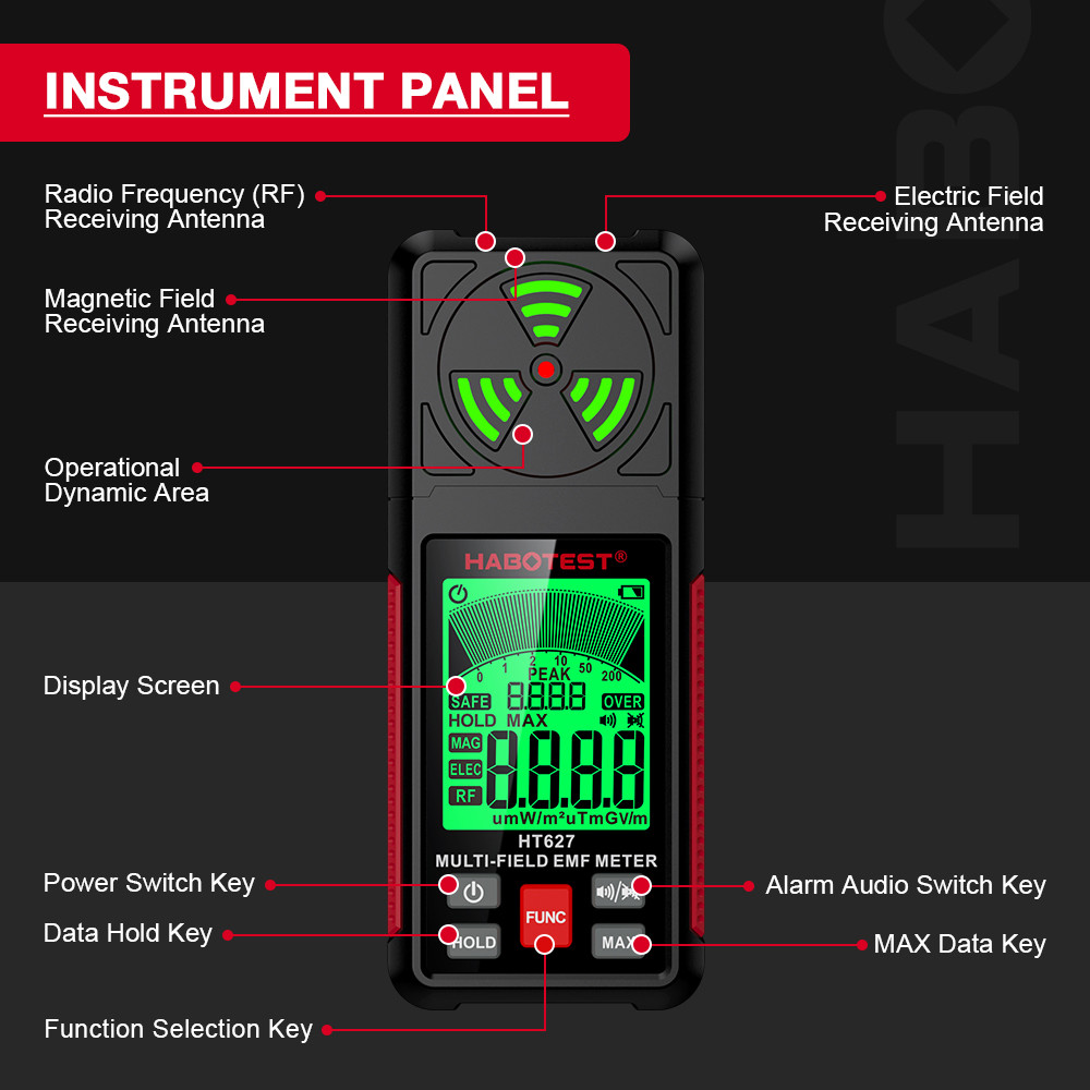 HT629 Geiger Counter Nuclear Radiation Detector X-ray Beta Gamma Radioactivity Detector For Nuclear Wastewater Tester