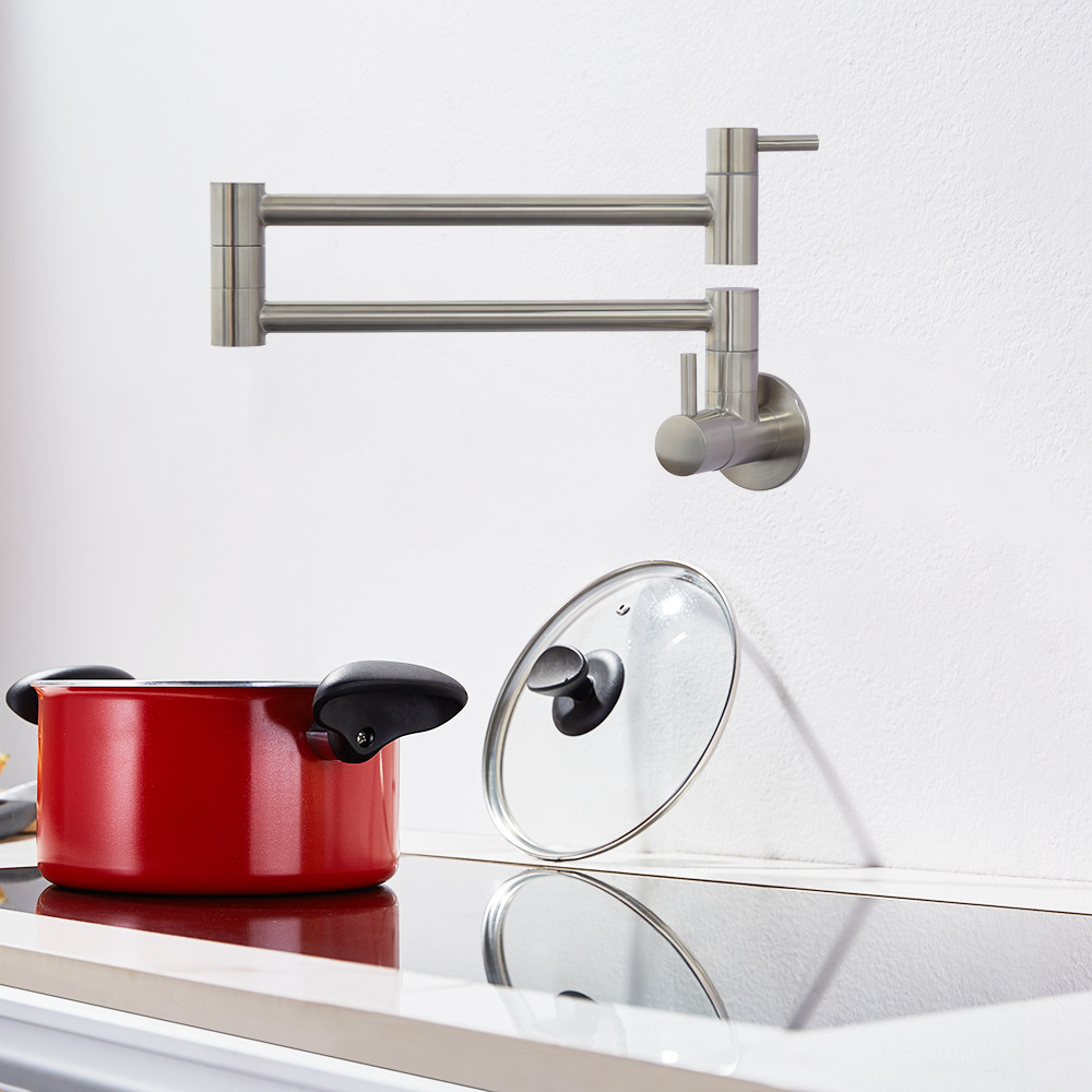 Steel 304/316 material Wall Mount Folding 360 Swivel Double Joint Spout Kitchen Sink Water Tap Faucet Pot Filler