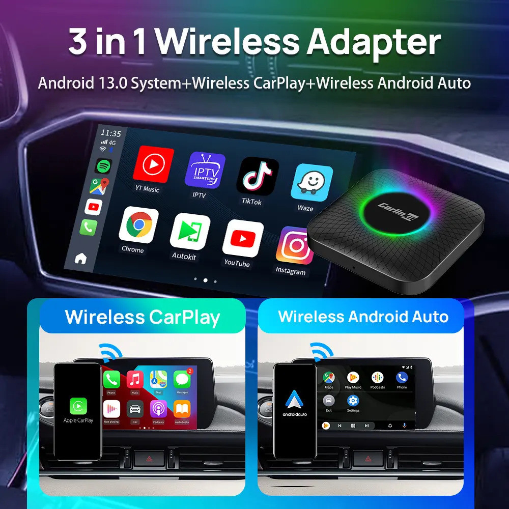 Android Box Cpc200 Tbox Ambient Wireless Adapter Carplay Usb 4G 64Gb Up To 512Gb Android 13 SDM660 Dongle Youtube Netflix Ai Tv Box