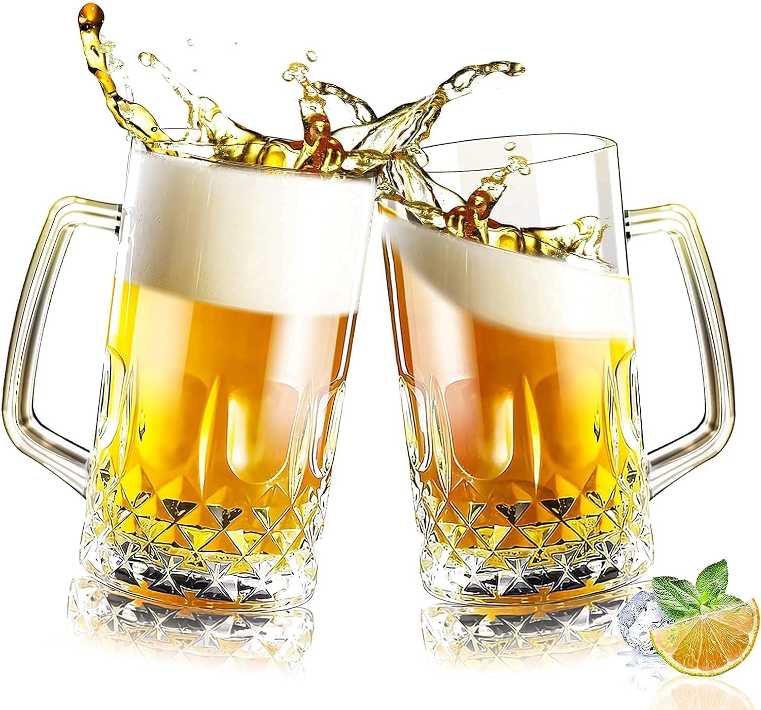 20OZ Glass Beer Mugs With Handles Dishwasher And Microwave Safe