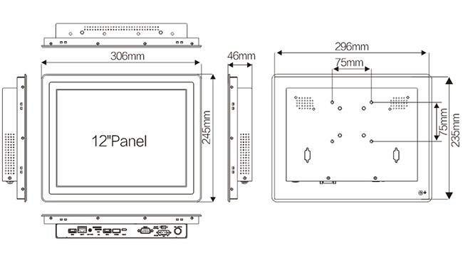 12.1 Inch Android 7.1 1.8GHZ Industrial Panel Mount PC DDR3 4GB IP65