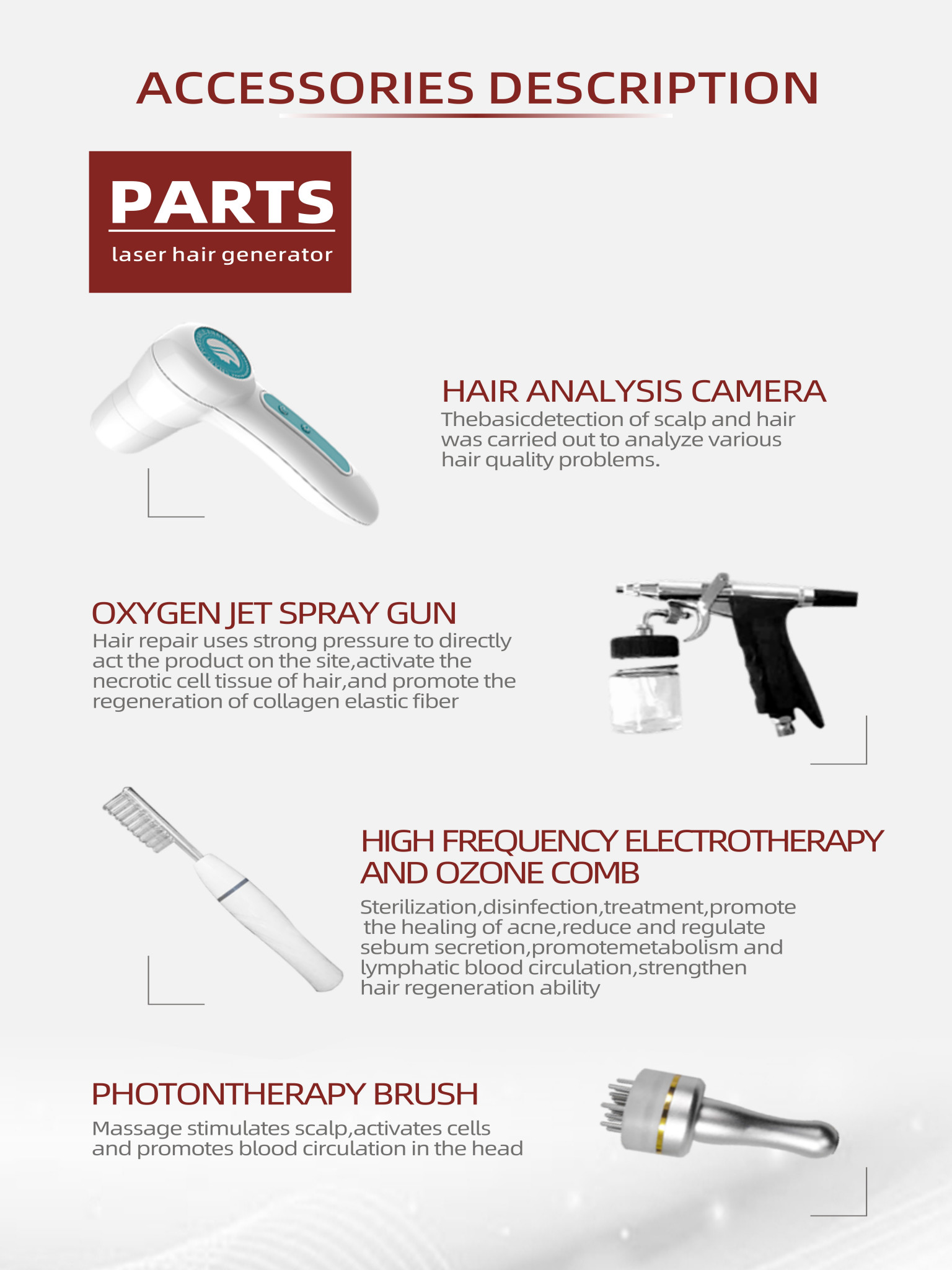Red Light Laser Hair Regrowth Machine , Follicles Treatment Hair Growth Device