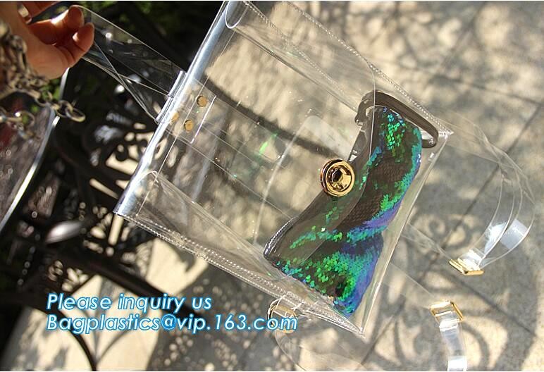pocket transparent pvc clear backpack wholesale with padded straps, Waterproof Clear School Student Transparent PVC Back