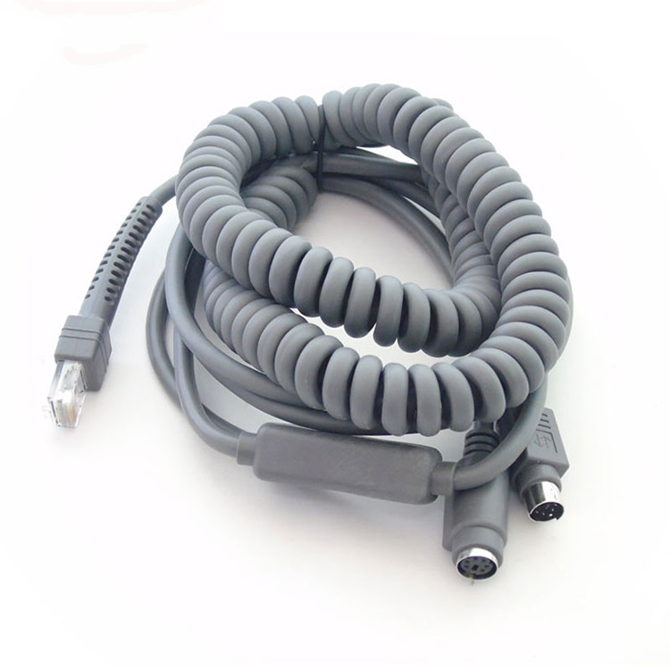 LS2208 LS4208 Symbol Barcode Scanner Cable 5M Coiled PS2 Keyboard Wedge