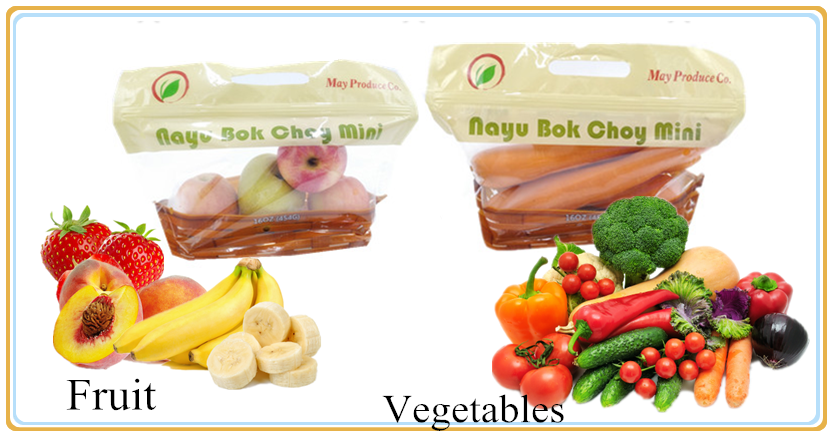Portable Transparent Zipper Standup Fresh Fruits Packing Vegetables plastic bag