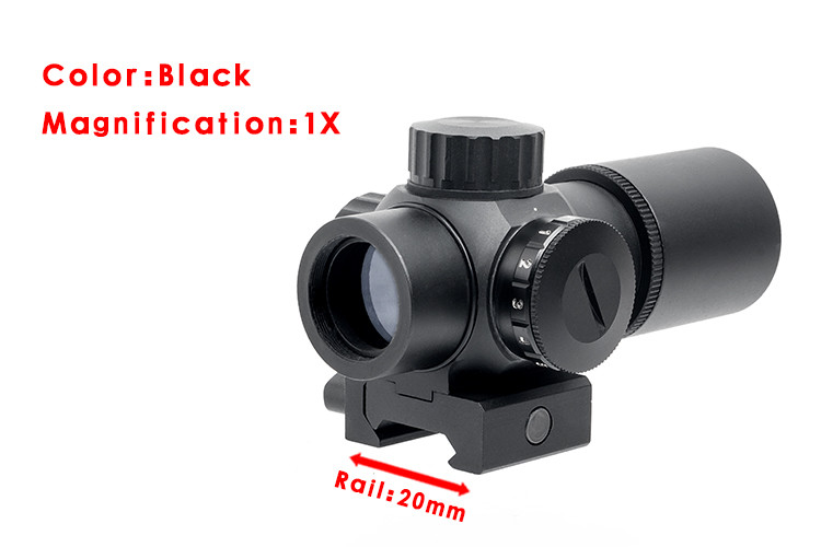 ANS Tactical Optics 1x20E Compact Prism Sight Scope Red Illuminated With 20mm Picatinny Rail For Outdoor Hunting