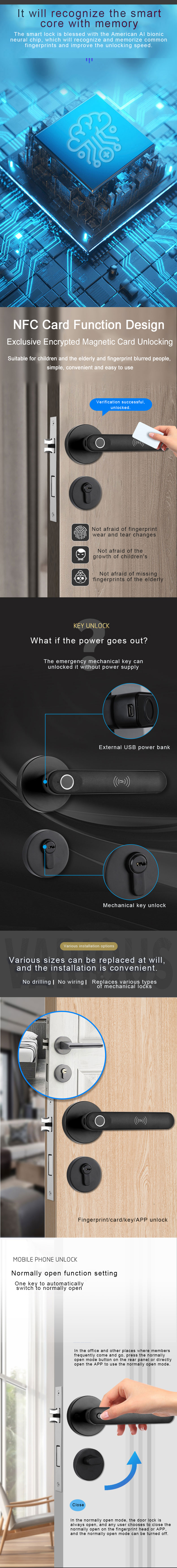 Tuya BLE Electronic Card Access Door Locks Gold Weatherproof Digital Lock