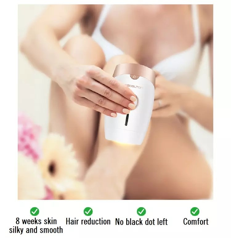 Gold White Whole Body Ergonomic Head 2.6A IPL Laser Epilator