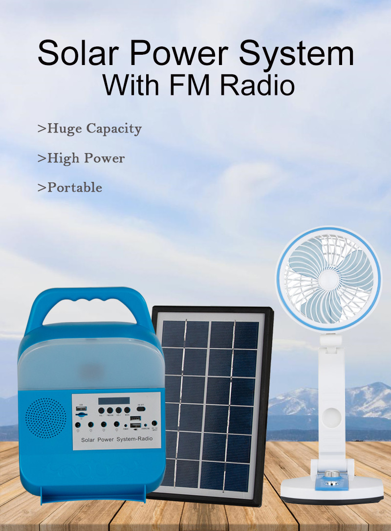 Lithium Battery Solar MP3 Mini Home Lighting System With Radio
