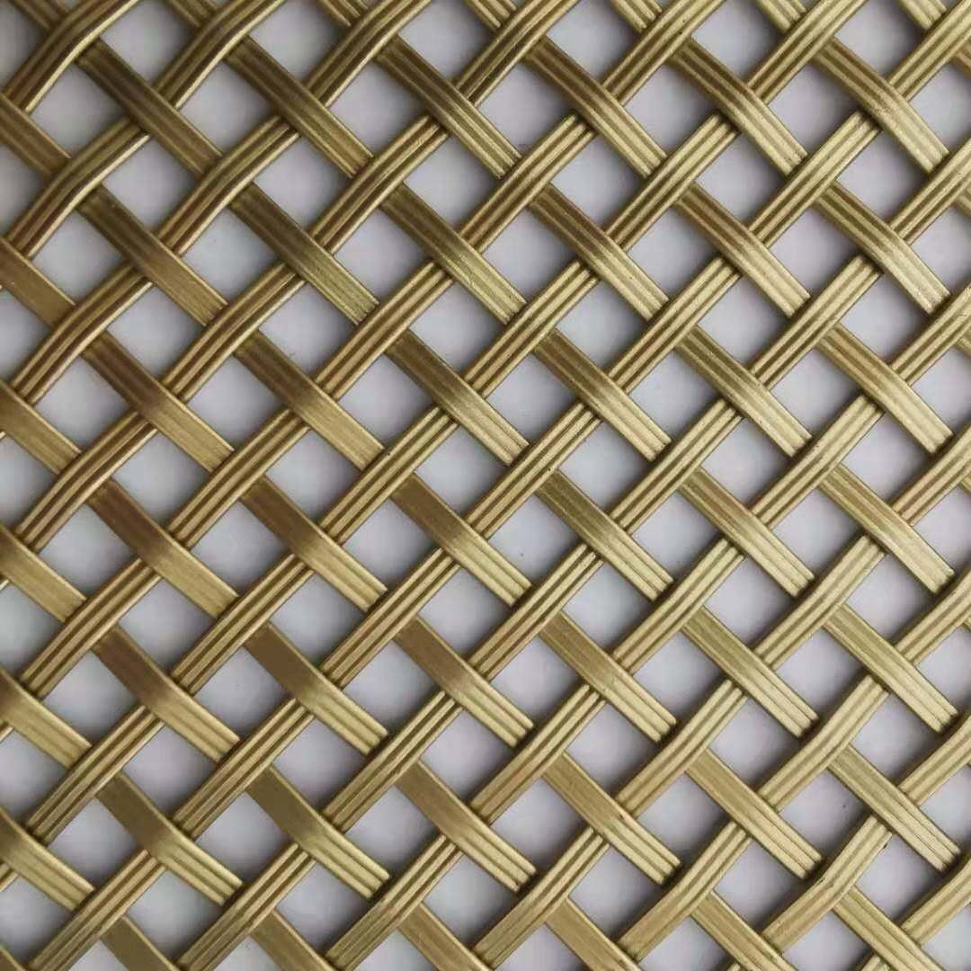Frame Antique Brass Crimped Woven Wire Mesh Decorative Metal For Architecture