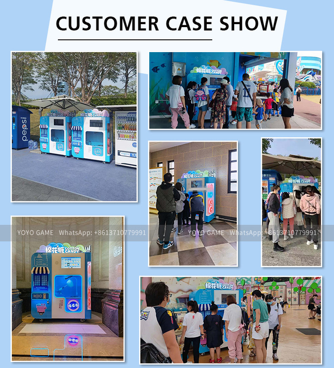 New Vending Machine 2024 Professional Intelligent Automatic Cotton Candy Vending Machine With Advertising Screen