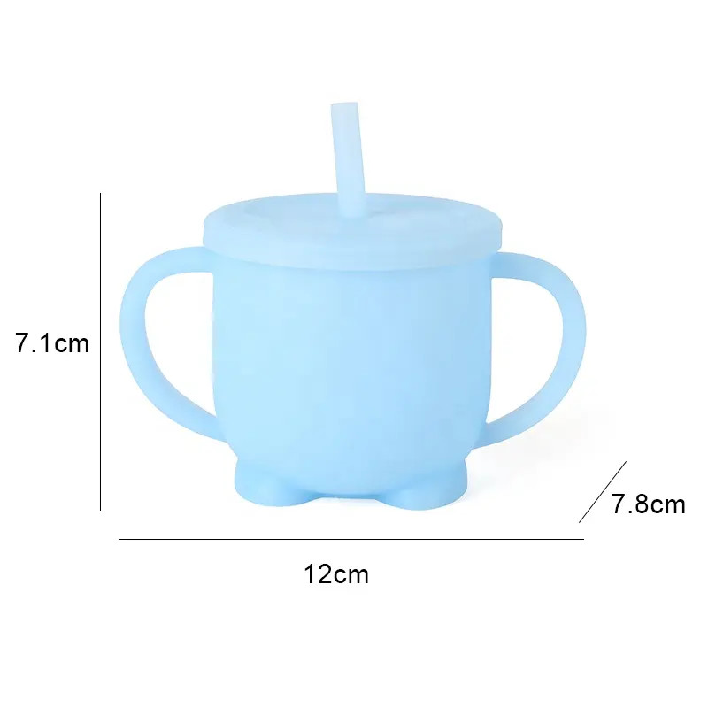 LFGB Odorless Silicone Kitchen Product Baby Cup With Handles Leakproof