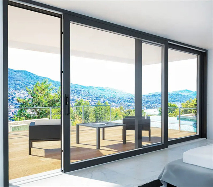 Wide Frame Double Glazed Sliding Door And Minimalist Design Style With Aluminum Alloy