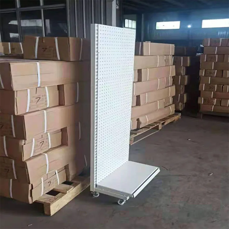 Factory customized color size white hardware store shelves with wheels