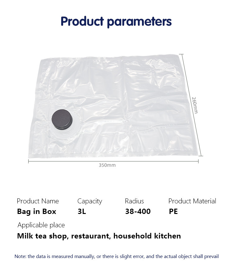 NY/ PE 3L Bag In Box PP Pump Dose 15ml 30ml Plastic Syrup Sauce Dispenser