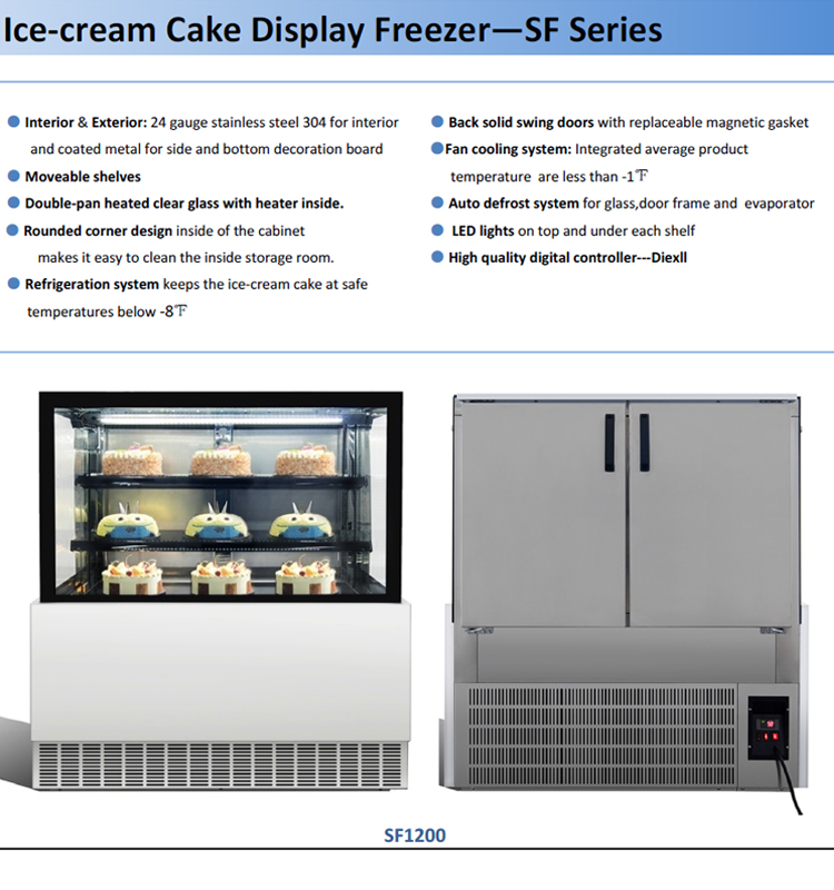 Moveable Shelves R134a Gelato Ice Cream Freezer Display Cabinet 295L