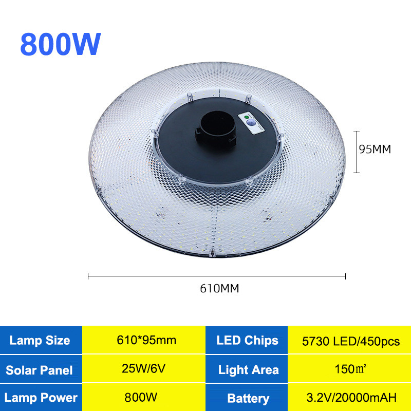 800W Garden Solar LED Light UFO IP65 Waterproof Solar Street UFO Garden Light