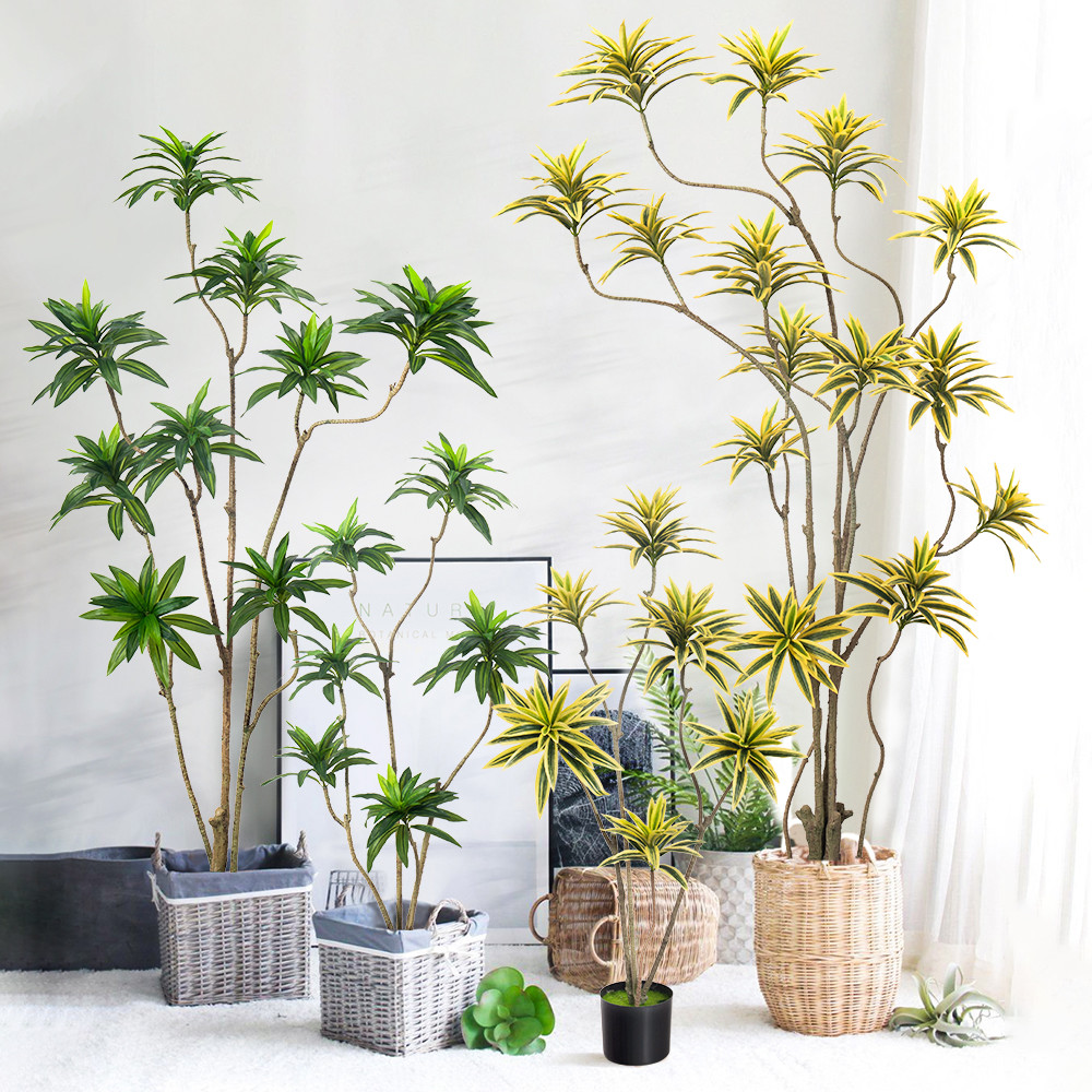 Artificial special-shaped dracaena Reflexa tree green home deco hotel office potted tree