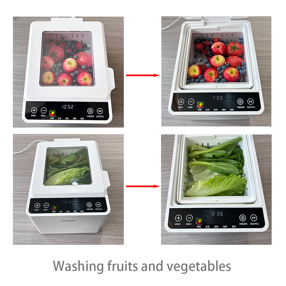 TFT Touch Fruits Vegetables Cleaner Industrial Bubble Cleaning Food Machine For Pesticide Residue