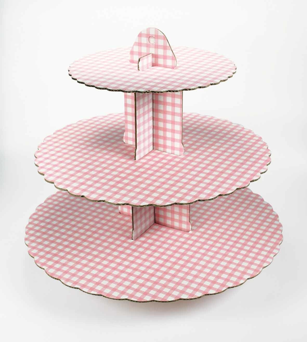 Pure Color Cardboard Tiered Cupcake Stand Offset Printing Solid Structure