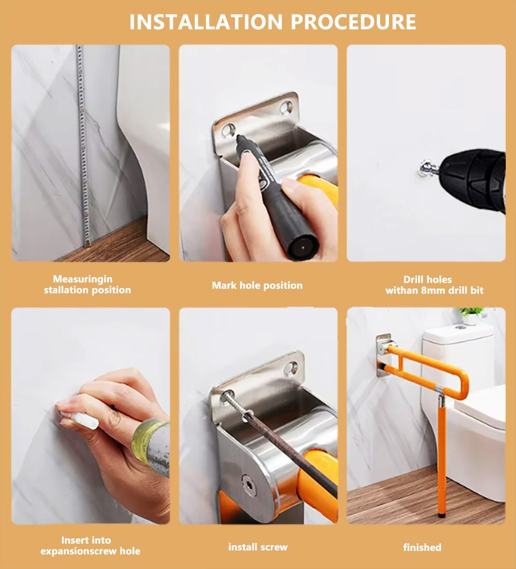 Bathroom Accessories Folding Disabled Stainless Steel Safety Armrest Handles Toilet Grab Bar for Elder