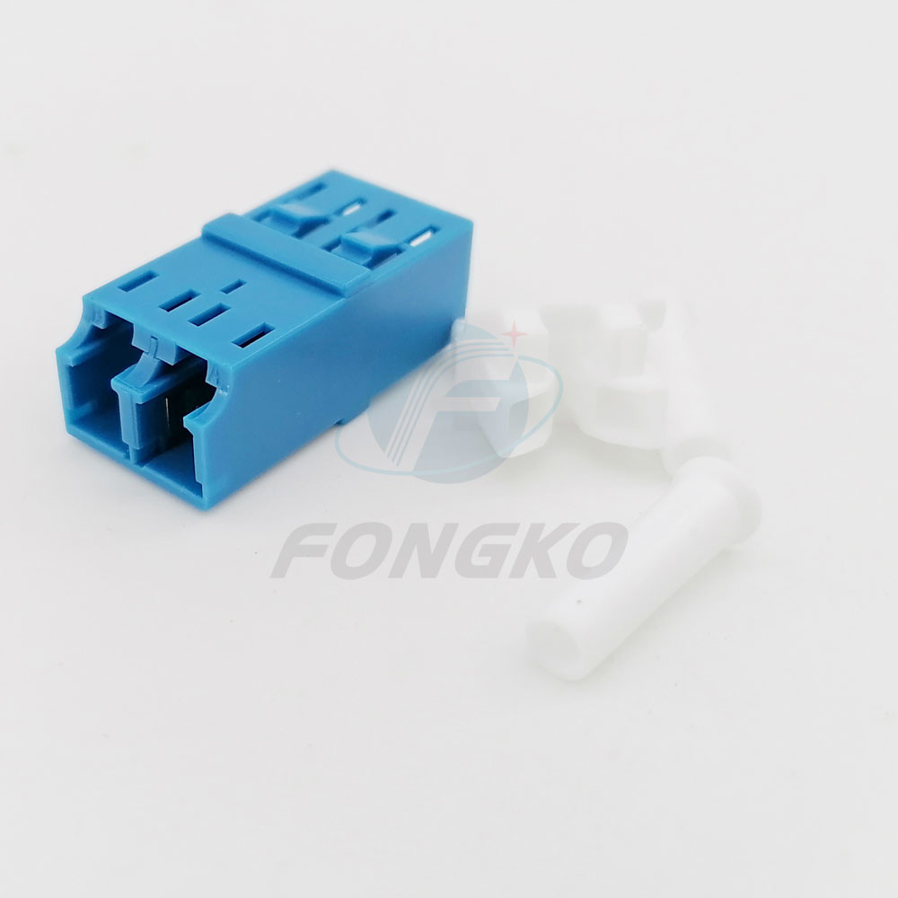 Unibody Shell Plastic Buckle Optical Fiber Adapter Metal Shutter Duplex LC / UPC Flangeless