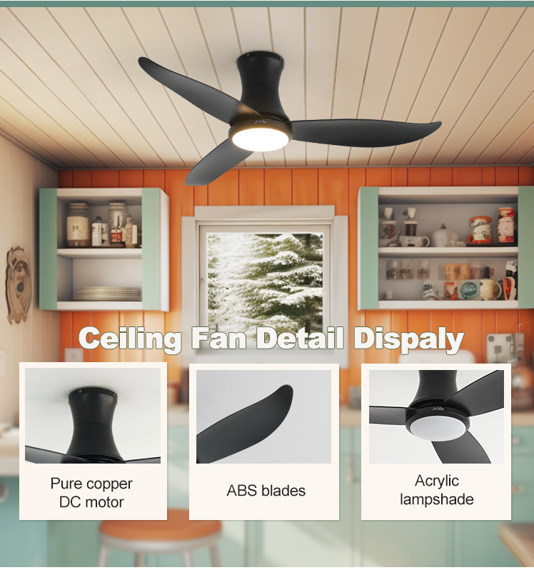 Remote Controlled 42 Inch LED Ceiling Fan with ABS Blades and 3 Color Light Source