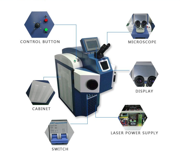 Corrosion Resistance Jewelry Laser Welding Machine Flexible With Red Cabinet