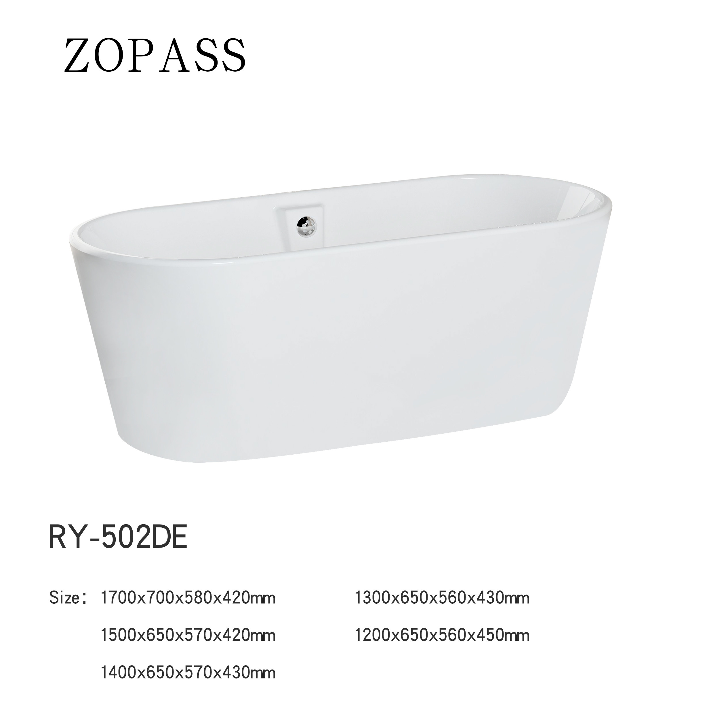 Acrylic Non Whirlpool Freestanding Oval Tub For Adult Body Soaking