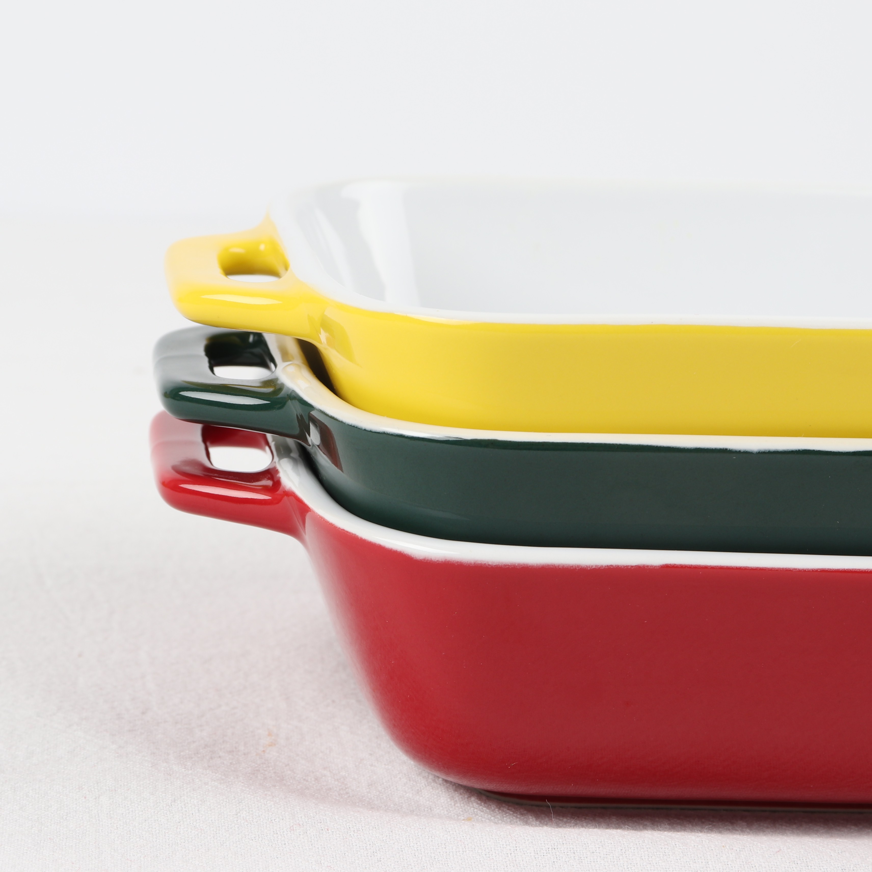 Color Glaze Ceramic Baking Tray , Non Stick Rectangle Baking Pan