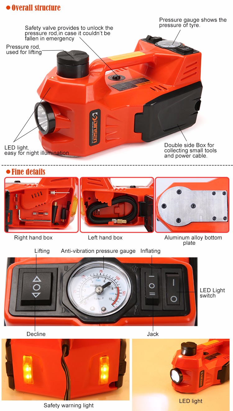 12v Dc Electric Hydraulic Jack Kit , 3.5m Cable 3 Ton Floor Jack Rebuild Kit