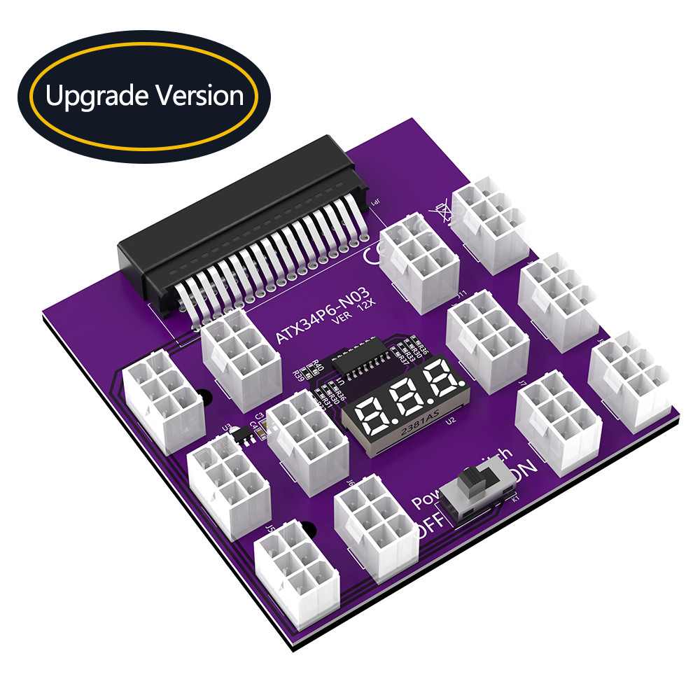 Upgrade Version Power Supply Breakout Board Placa de ruptura de fuente de alimentación GPU PSU con conector de alimentación ATX de 6 pines de12 piezas