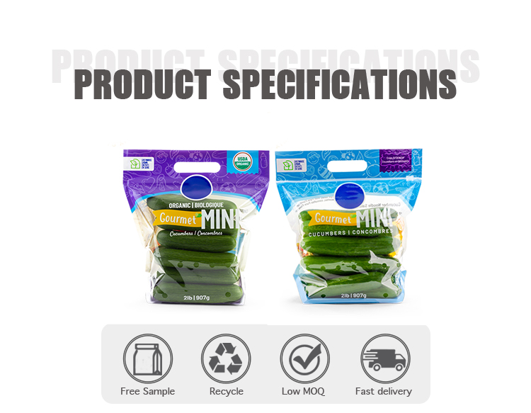 PE BOPP Fresh Dry Fruit Packaging Bags With Hole Stand Up Packaging Bags