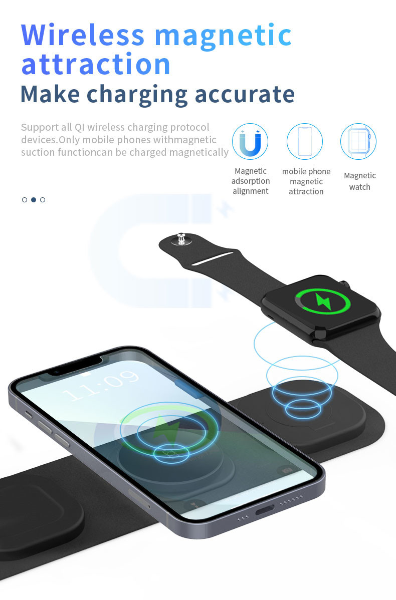 Custom Logo 10W Qi Wireless Charger Pad QC3.0 PD Wireless Station Phone Charger