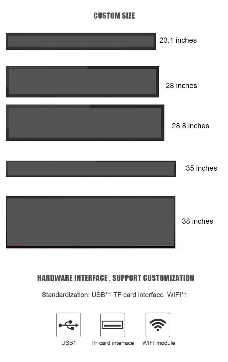 19.1 Inch Stretched Bar LCD Display Digital Signage With WIFI 4G LAN Optional