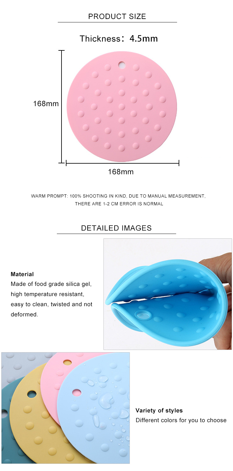 Round Thick Silicone Heat Resistance Silicone Placemat Hot Pads