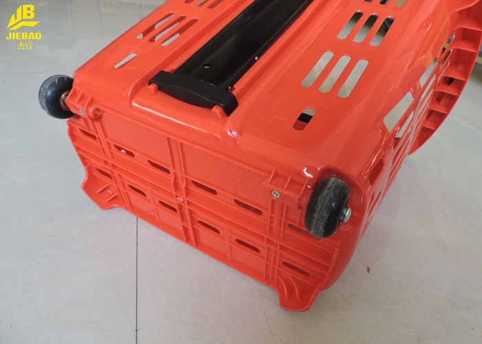 Two PU Wheels Hand Held Shopping Baskets 40L/50L Volume Wear Resistant