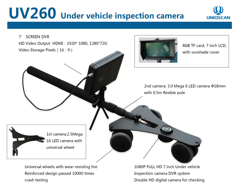 HD Video Under Vehicle Scanner Aluminium Alloy Case With 2 Years Warranty