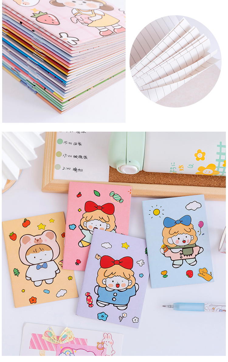 2022 Agenda Organizer A7 Size Kid's Cute Note Book with Cartoon Print Self-Adhesive