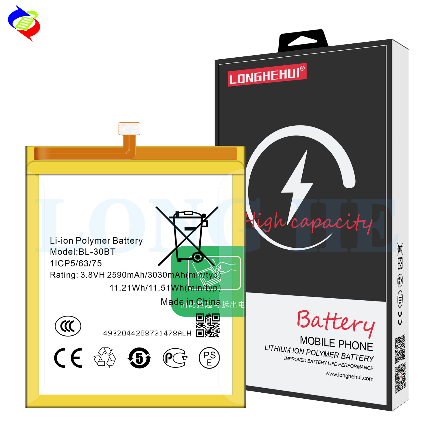 2500mAh BL-30BT Phantom A7 Mobile Phone Battery for Tecno Phantom Z Double IC Protection