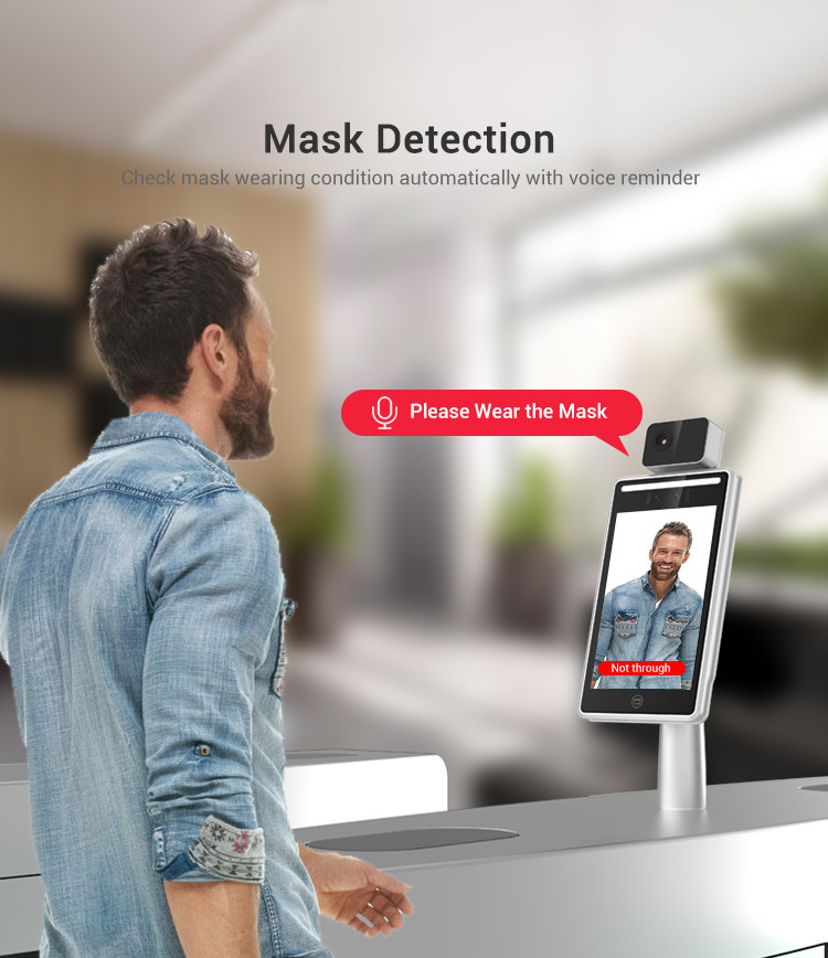 8 Inch LCD Screen Door Lock Smart Face Recognition Temperature Device With Camera