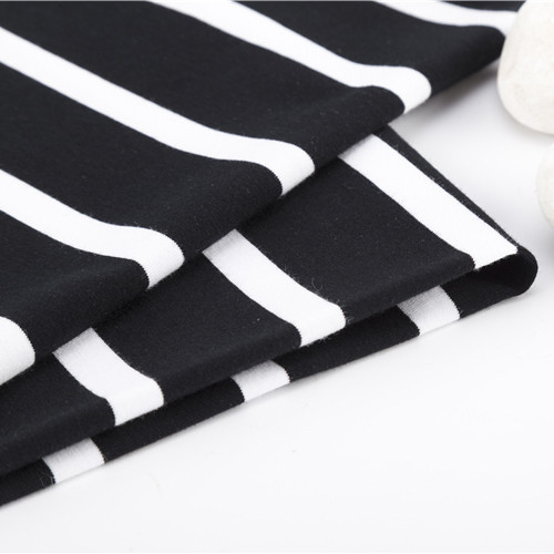 Soft Refreshing Striped Cotton Fabric For French Terry